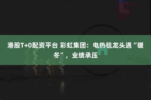 港股T+0配资平台 彩虹集团：电热毯龙头遇“暖冬”，业绩承压